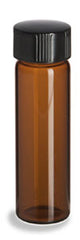2 dram amber glass vial with black cap
