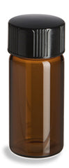 2 dram (shorty) amber glass vial with black cap